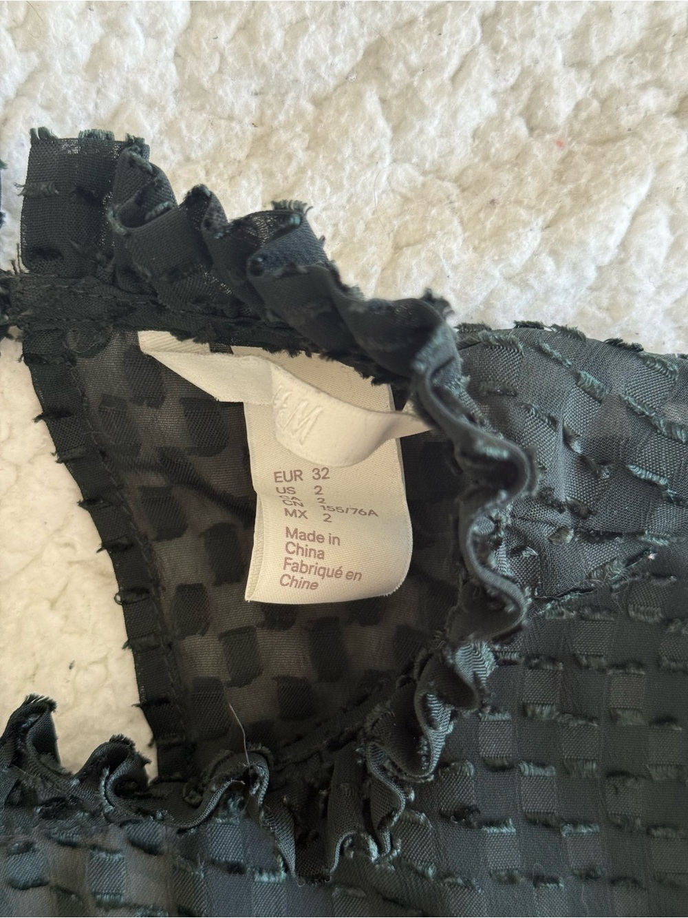 H&M Green Ruffled High-Neck Puff Sleeve Tunic - Picture 5 of 7